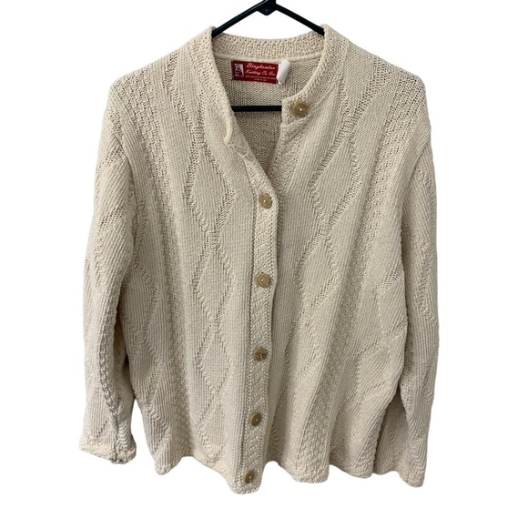 Binghamton Knitting Co Sweater Womens Medium Cardigan Button Front Preppy Knit - Picture 3 of 9